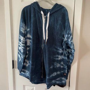 New Livi Lane Bryant Blue Tie Dye Zippered Hoodie Size 22/24